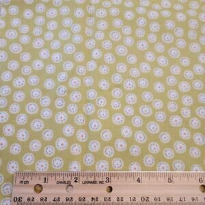 Cotton Fabric Green Dot Circle Print Quilting Sewing Retro Style 14" x 82"